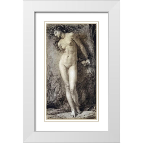 Andromeda White Modern Wood Framed Art Print with Double Matting by Poynter, Sir Edward John