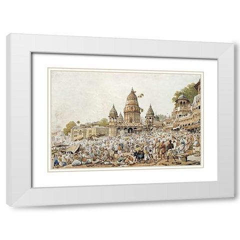 Eve of An Eclipse of The Moon White Modern Wood Framed Art Print with Double Matting by Prinsep, James