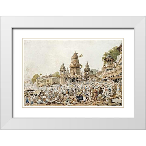 Eve of An Eclipse of The Moon White Modern Wood Framed Art Print with Double Matting by Prinsep, James