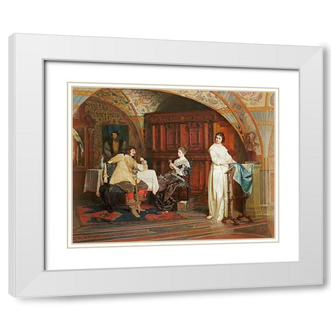 The Courtship White Modern Wood Framed Art Print with Double Matting by Probst, Carl