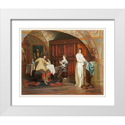 The Courtship White Modern Wood Framed Art Print with Double Matting by Probst, Carl