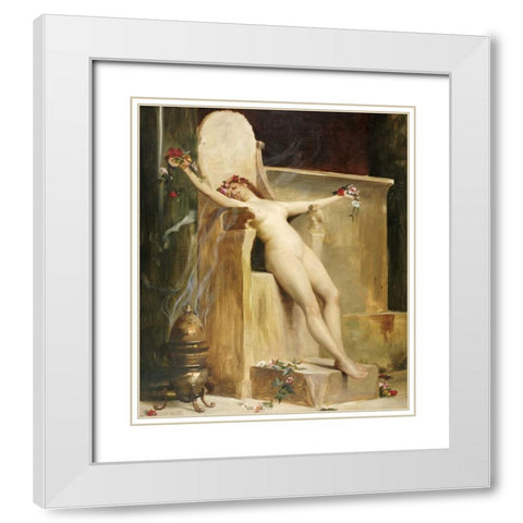 The Offering White Modern Wood Framed Art Print with Double Matting by Ralli, Theodore Jacques