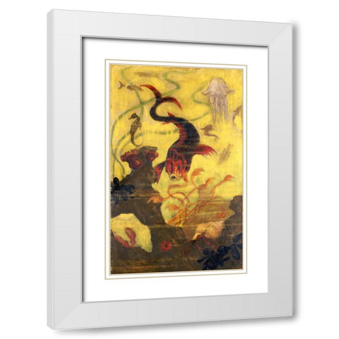 Poissons Et Crustacaes White Modern Wood Framed Art Print with Double Matting by Ranson, Paul