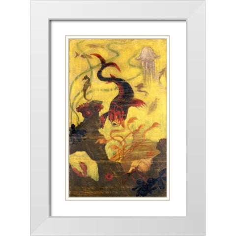 Poissons Et Crustacaes White Modern Wood Framed Art Print with Double Matting by Ranson, Paul