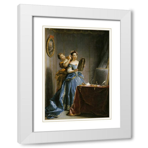 A Lady at Her Toilet White Modern Wood Framed Art Print with Double Matting by Raoux, Jean