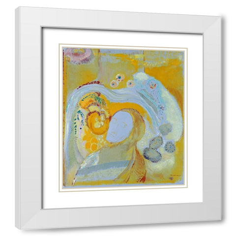The Buddha White Modern Wood Framed Art Print with Double Matting by Redon, Odilion