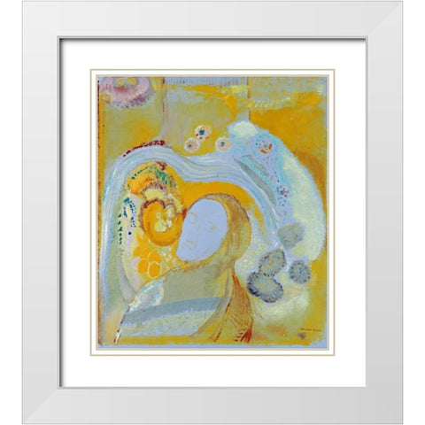 The Buddha White Modern Wood Framed Art Print with Double Matting by Redon, Odilion