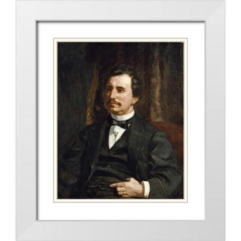 Portrait du Colonel Barton Howard Jenks White Modern Wood Framed Art Print with Double Matting by Renoir, Pierre-Auguste