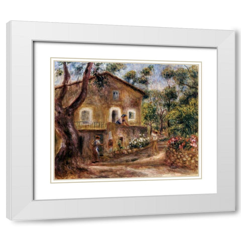 Collettes House at Cagnes White Modern Wood Framed Art Print with Double Matting by Renoir, Pierre-Auguste