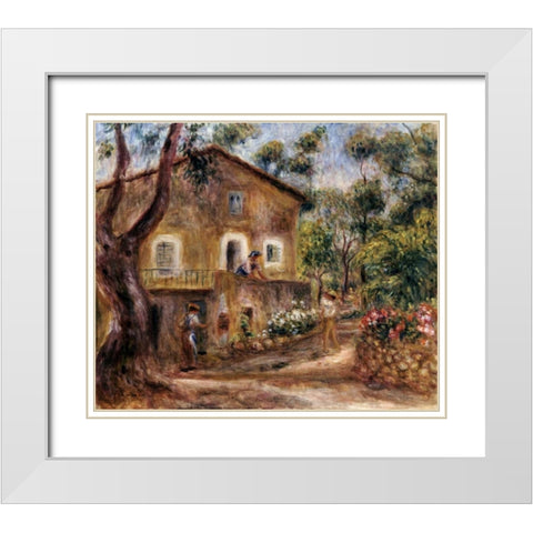 Collettes House at Cagnes White Modern Wood Framed Art Print with Double Matting by Renoir, Pierre-Auguste