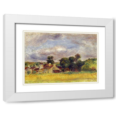 Brittany Countryside White Modern Wood Framed Art Print with Double Matting by Renoir, Pierre-Auguste