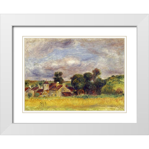 Brittany Countryside White Modern Wood Framed Art Print with Double Matting by Renoir, Pierre-Auguste