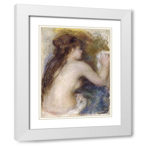 Nude Back of a Woman White Modern Wood Framed Art Print with Double Matting by Renoir, Pierre-Auguste