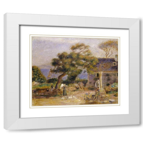 A View of Treboul White Modern Wood Framed Art Print with Double Matting by Renoir, Pierre-Auguste