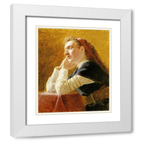 Portrait of a Young Woman White Modern Wood Framed Art Print with Double Matting by Repin, Elia Efimovich