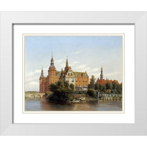 Frederiksborg Castle, Denmark White Modern Wood Framed Art Print with Double Matting by Richardt, Ferdinand