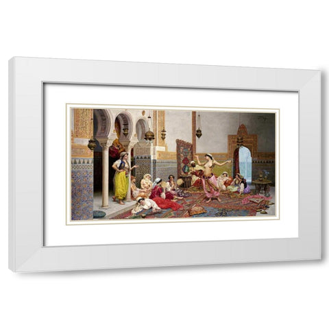 The Harem Dance White Modern Wood Framed Art Print with Double Matting by Rosati, Giulio