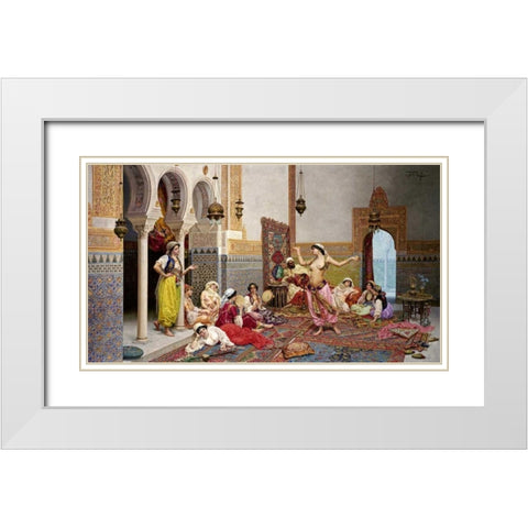 The Harem Dance White Modern Wood Framed Art Print with Double Matting by Rosati, Giulio