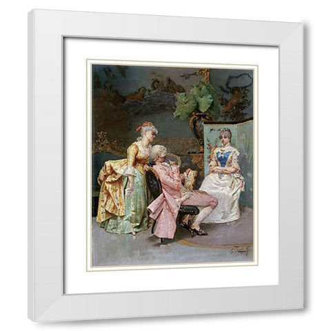 The Sitting White Modern Wood Framed Art Print with Double Matting by Rosati, Giulio