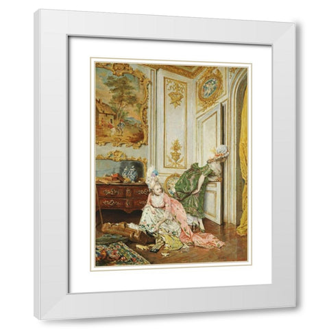 Les Curieuses White Modern Wood Framed Art Print with Double Matting by Rossi, Lucio
