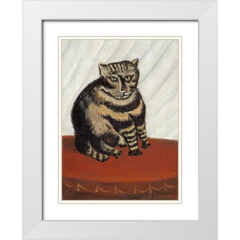 The Tabby White Modern Wood Framed Art Print with Double Matting by Rousseau, Henri