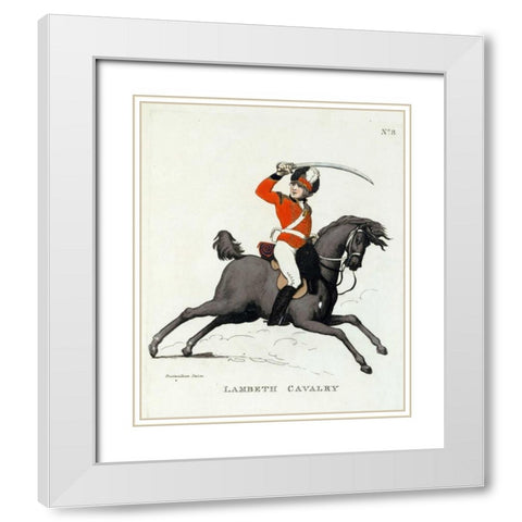 Lambeth Cavalry White Modern Wood Framed Art Print with Double Matting by Rowlandson, Thomas