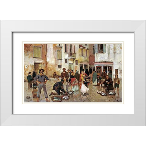 Campiello Delle Mosche, Venice White Modern Wood Framed Art Print with Double Matting by Ruben, Franz Leo