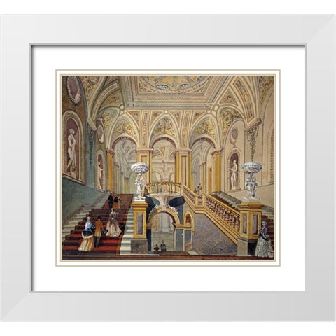 Interior Views of The Conservative Club White Modern Wood Framed Art Print with Double Matting by Sang, Frederick J.