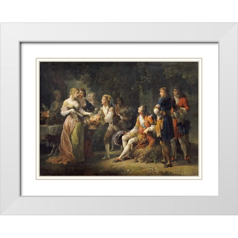 Louis XIV of France Declaring His Love White Modern Wood Framed Art Print with Double Matting by Schall, Jean-Frederic