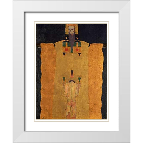 Vor Gottvater Knieender Jungling White Modern Wood Framed Art Print with Double Matting by Schiele, Egon