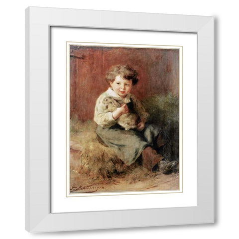 The Pet Rabbit White Modern Wood Framed Art Print with Double Matting by Schlesinger, Felix