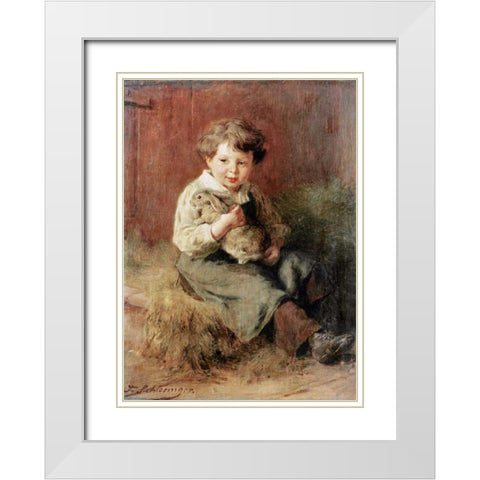 The Pet Rabbit White Modern Wood Framed Art Print with Double Matting by Schlesinger, Felix