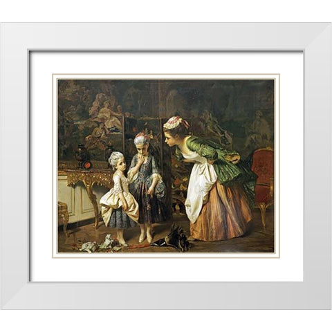 Its Not Me White Modern Wood Framed Art Print with Double Matting by Schlesinger, Henri Guillaume