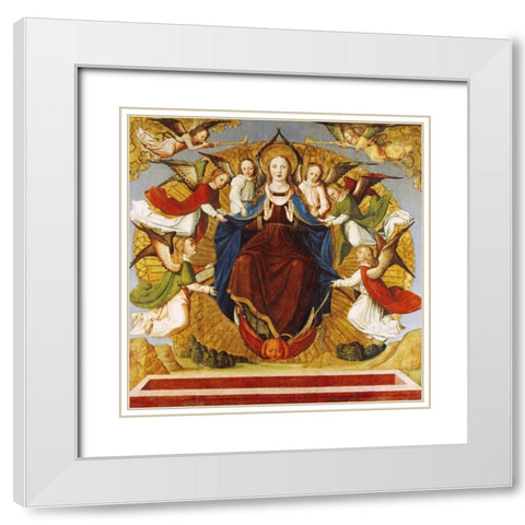 The Assumption of The Virgin White Modern Wood Framed Art Print with Double Matting by School of Avignon