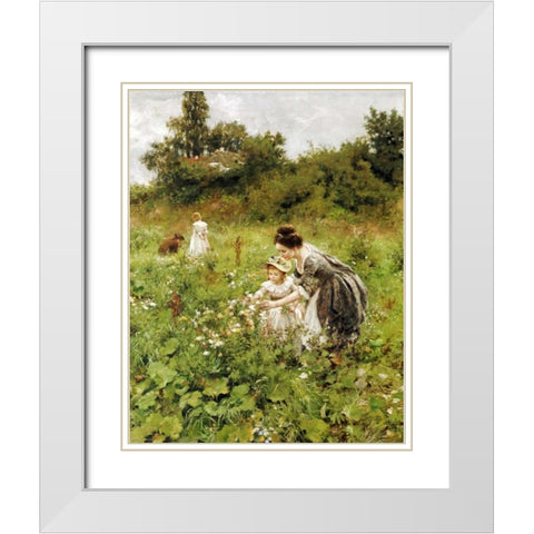 Summers Delight. Sommerlust White Modern Wood Framed Art Print with Double Matting by Seeger, Hermann