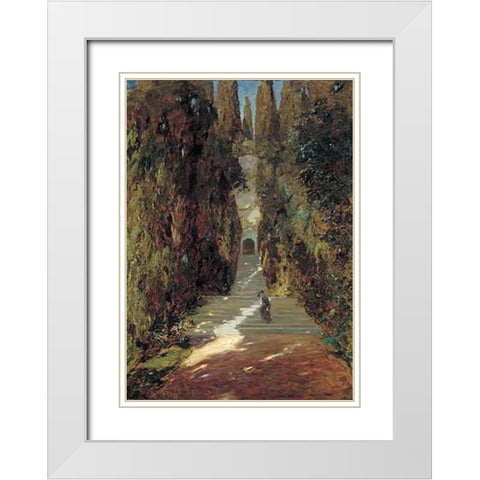 A Messa Prima White Modern Wood Framed Art Print with Double Matting by Segantini, Giovanni