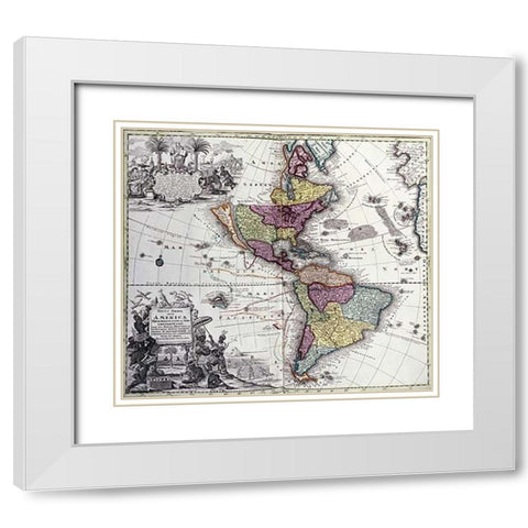 Atlas Geographicus White Modern Wood Framed Art Print with Double Matting by Seutter, Georg Matthaus