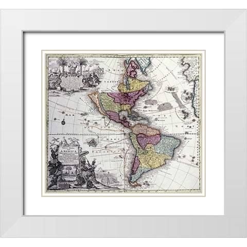 Atlas Geographicus White Modern Wood Framed Art Print with Double Matting by Seutter, Georg Matthaus