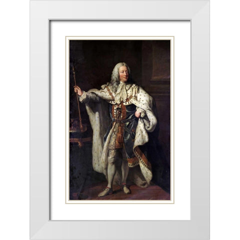 Portrait of King George II White Modern Wood Framed Art Print with Double Matting by Shackleton, John