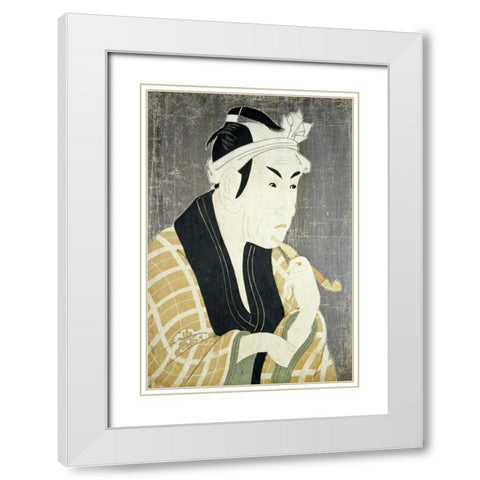 Matsumobo Koshiro IV White Modern Wood Framed Art Print with Double Matting by Sharaku, Toshusai