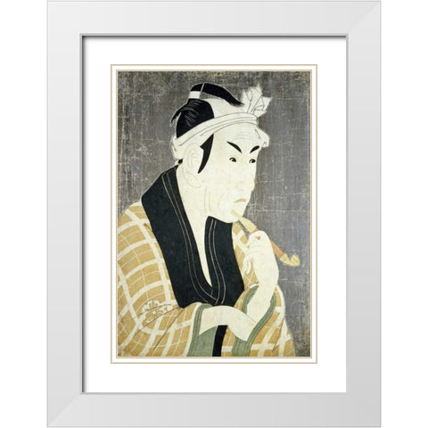 Matsumobo Koshiro IV White Modern Wood Framed Art Print with Double Matting by Sharaku, Toshusai