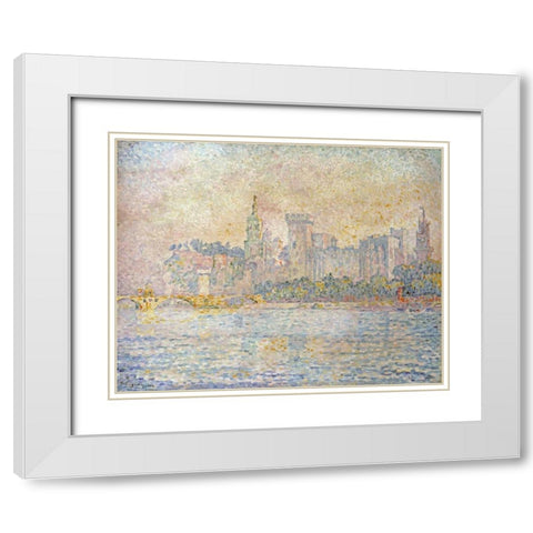 Avignon, Morning White Modern Wood Framed Art Print with Double Matting by Signac, Paul