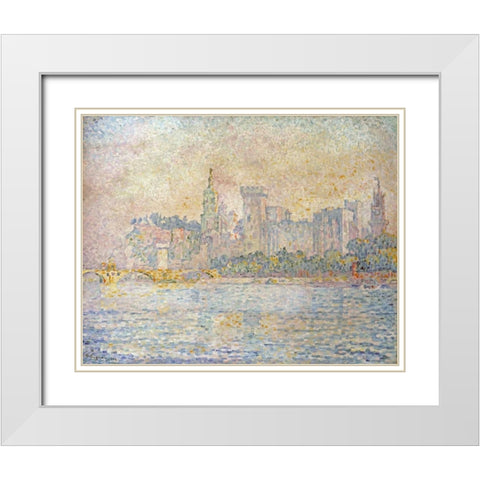 Avignon, Morning White Modern Wood Framed Art Print with Double Matting by Signac, Paul