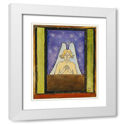 Meditation White Modern Wood Framed Art Print with Double Matting by Simberg, Hugo