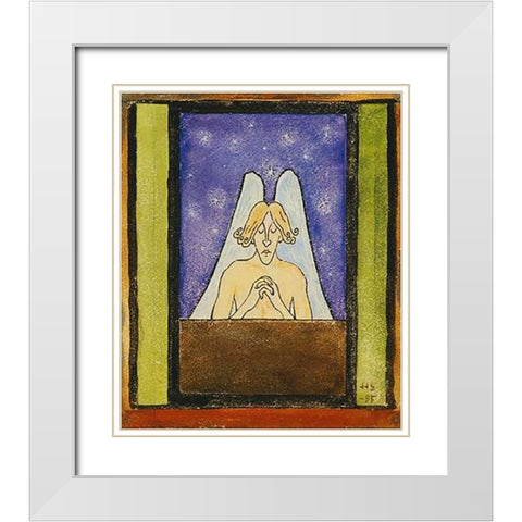 Meditation White Modern Wood Framed Art Print with Double Matting by Simberg, Hugo