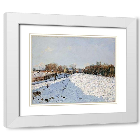 Snow at Argenteuil White Modern Wood Framed Art Print with Double Matting by Sisley, Alfred