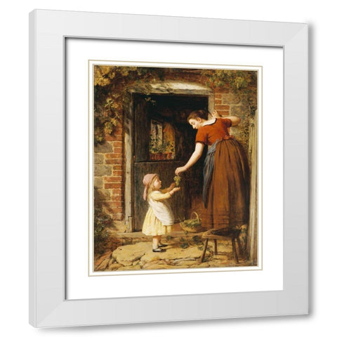 Gathering The Grapes White Modern Wood Framed Art Print with Double Matting by Smith, George