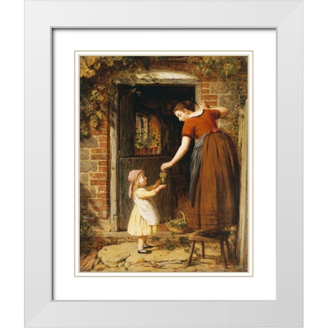 Gathering The Grapes White Modern Wood Framed Art Print with Double Matting by Smith, George