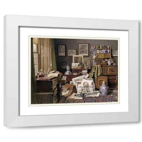 Corner of a Study White Modern Wood Framed Art Print with Double Matting by Spiers, Benjamin Walter