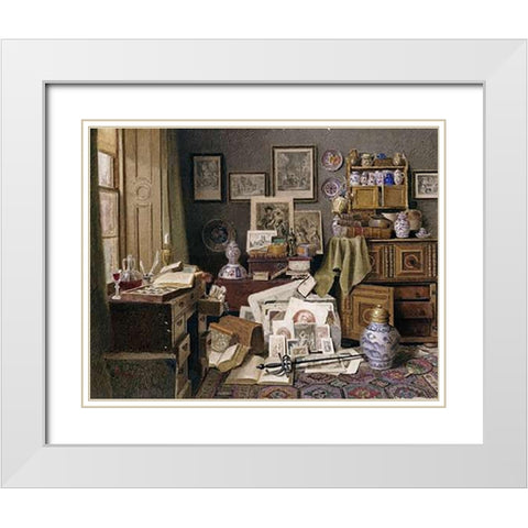Corner of a Study White Modern Wood Framed Art Print with Double Matting by Spiers, Benjamin Walter